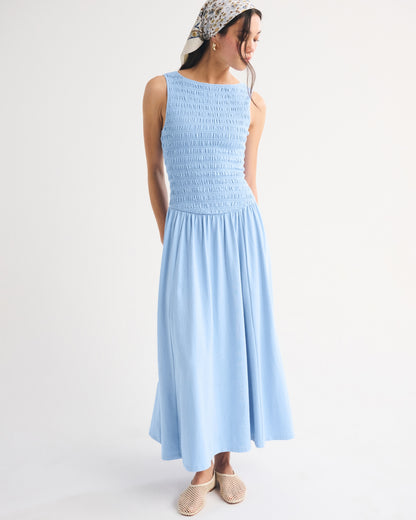 Abercrombie A&F Sydney Smocked Reversible Neckline Knit Midi Dress