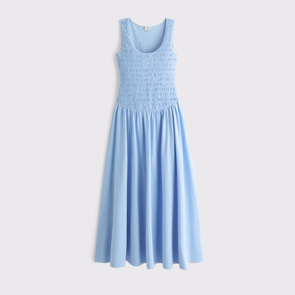 Abercrombie A&F Sydney Smocked Reversible Neckline Knit Midi Dress