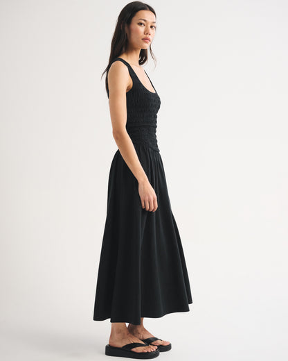 Abercrombie A&F Sydney Smocked Reversible Neckline Knit Midi Dress
