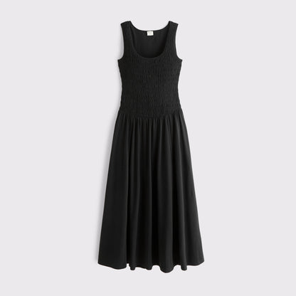 Abercrombie A&F Sydney Smocked Reversible Neckline Knit Midi Dress