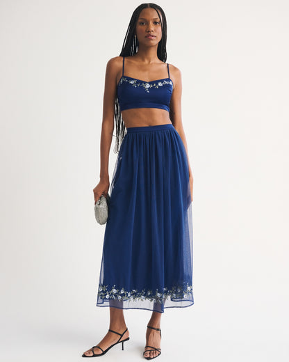 Abercrombie High Rise Embroidered Maxi Set Skirt