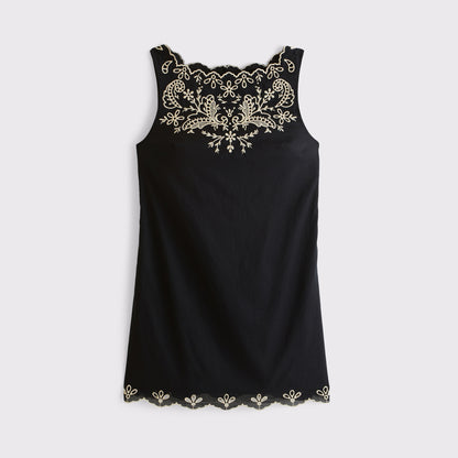 Abercrombie Embroidered High-Neck Mini Dress