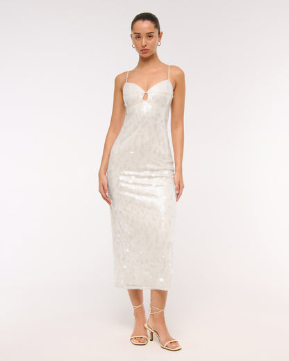 Abercrombie Sequin Cutout Midi Dress