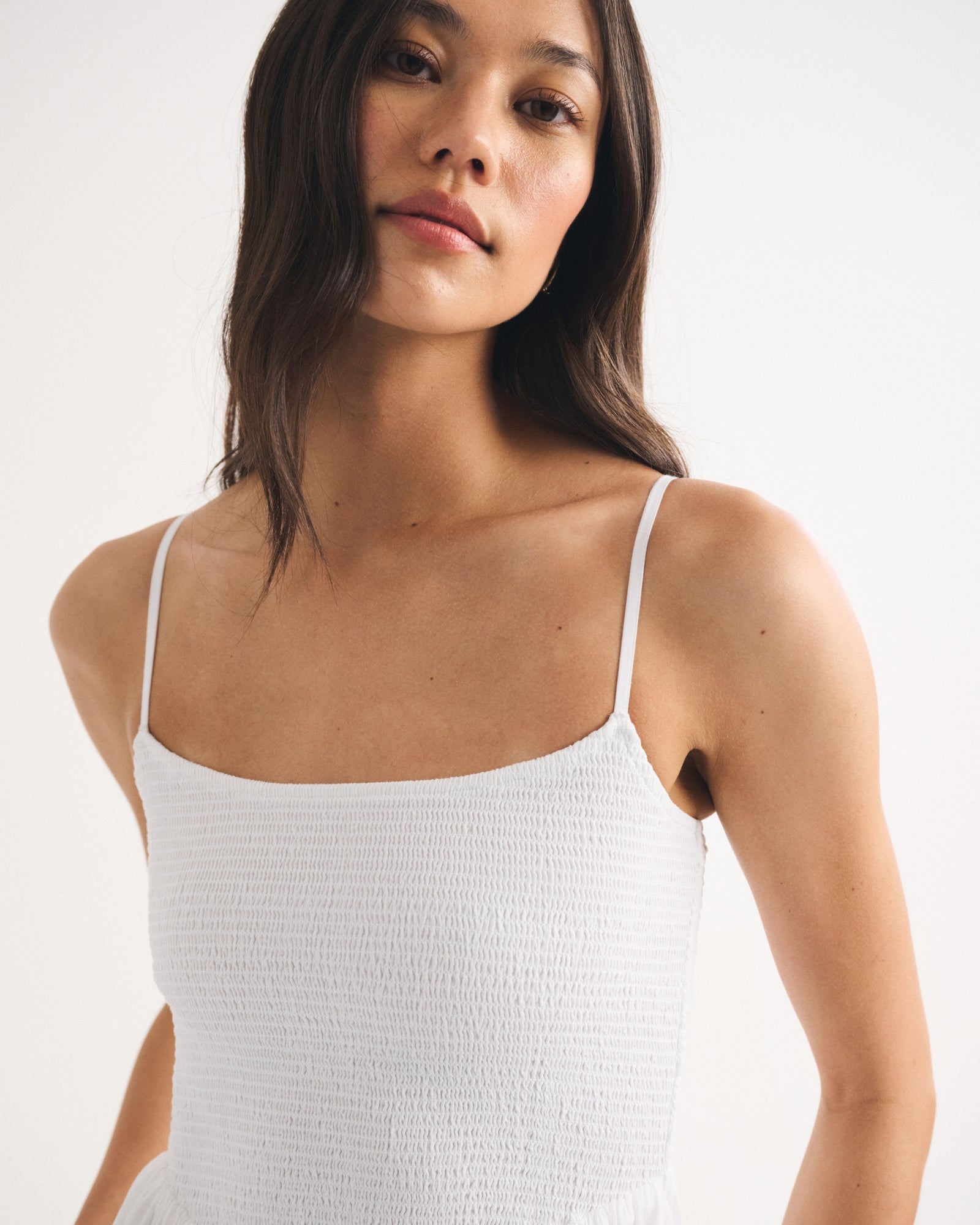 Abercrombie 100% Cotton A&F Sydney Smocked Dipped-Waist Midi Dress