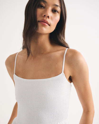 Abercrombie 100% Cotton A&F Sydney Smocked Dipped-Waist Midi Dress