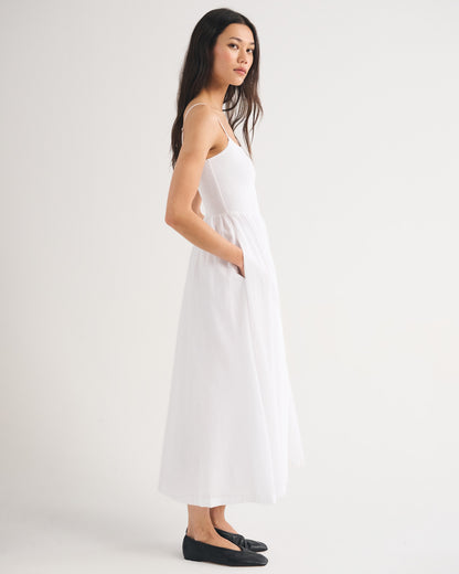 Abercrombie 100% Cotton A&F Sydney Smocked Dipped-Waist Midi Dress