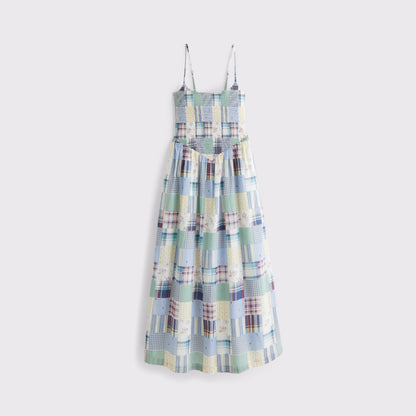 Abercrombie 100% Cotton A&F Sydney Smocked Dipped-Waist Midi Dress