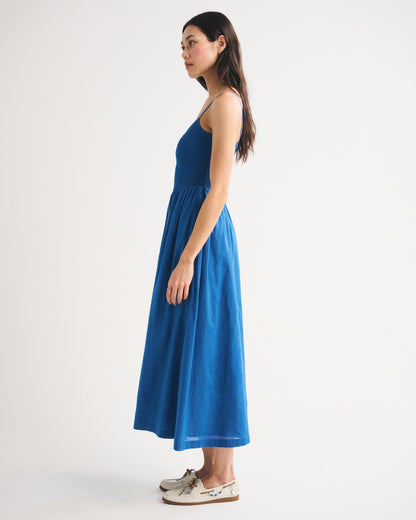 Abercrombie 100% Cotton A&F Sydney Smocked Dipped-Waist Midi Dress