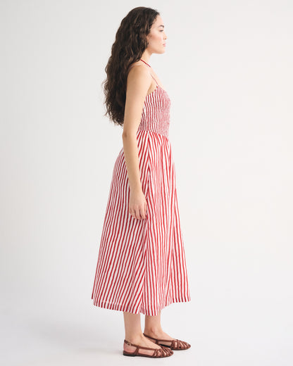 Abercrombie 100% Cotton A&F Sydney Smocked Dipped-Waist Midi Dress