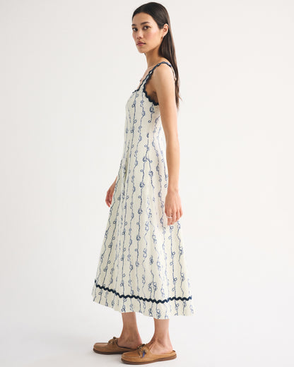 Abercrombie The A&F Mila Ric-Rac Linen-Blend Midi Dress