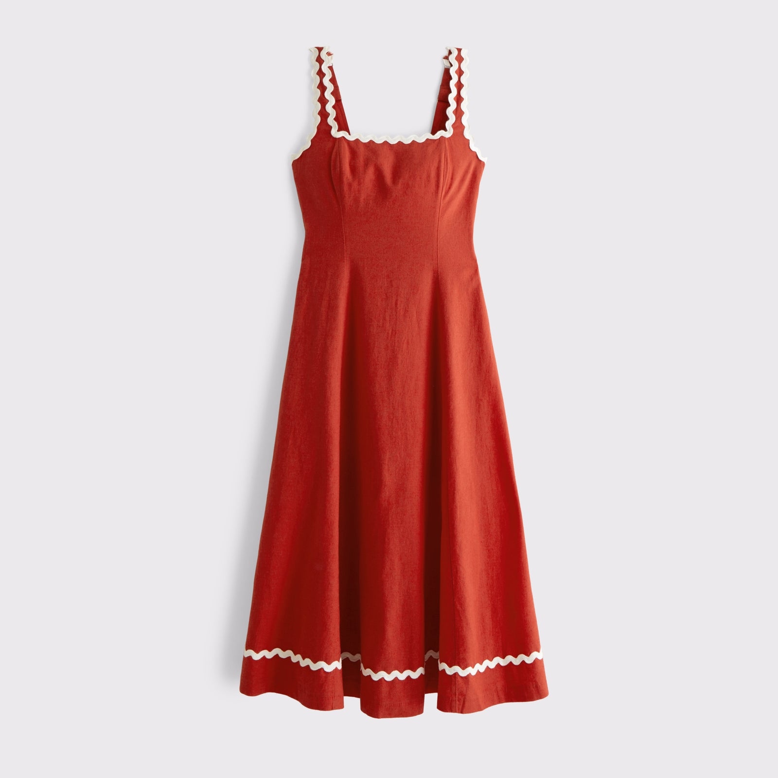 Abercrombie The A&F Mila Ric-Rac Linen-Blend Midi Dress