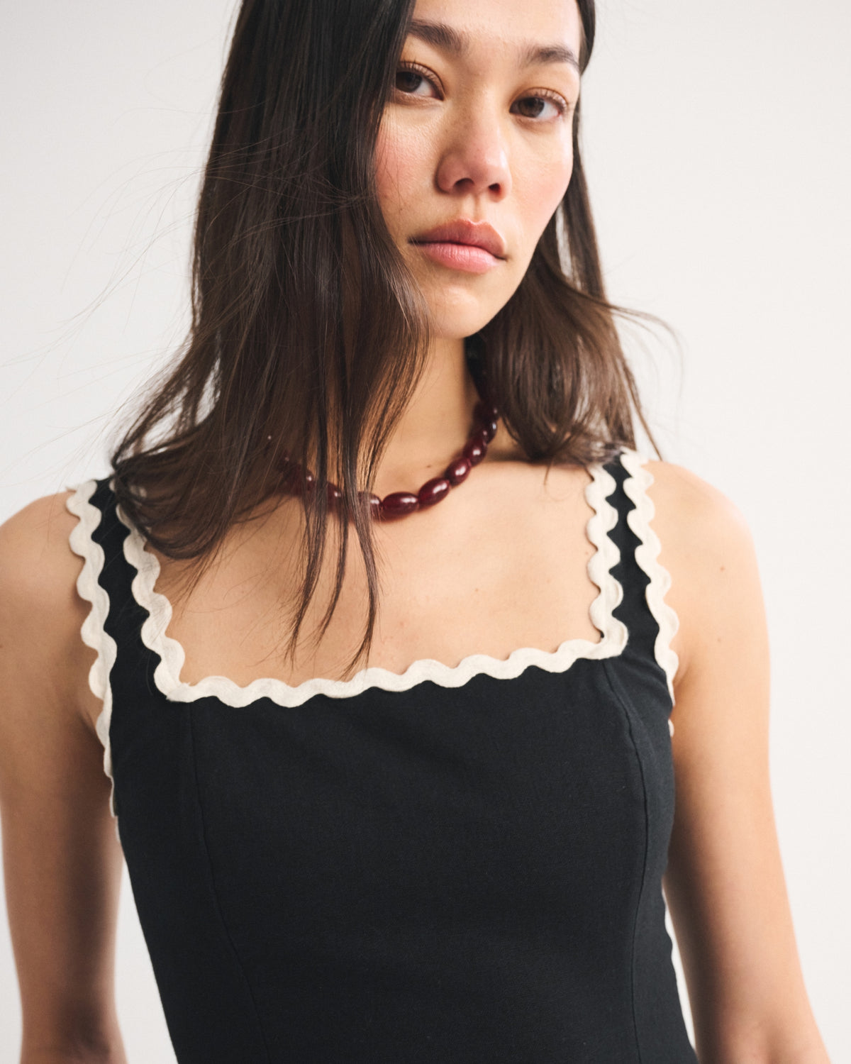 Abercrombie The A&F Mila Ric-Rac Linen-Blend Midi Dress