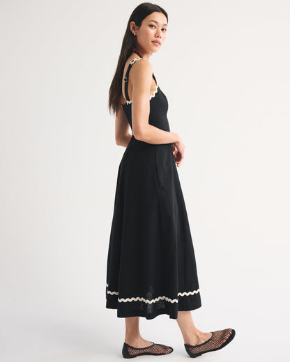 Abercrombie The A&F Mila Ric-Rac Linen-Blend Midi Dress