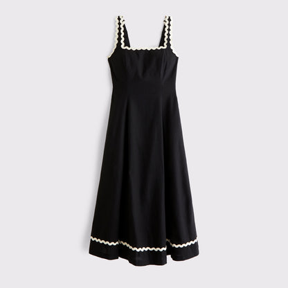 Abercrombie The A&F Mila Ric-Rac Linen-Blend Midi Dress