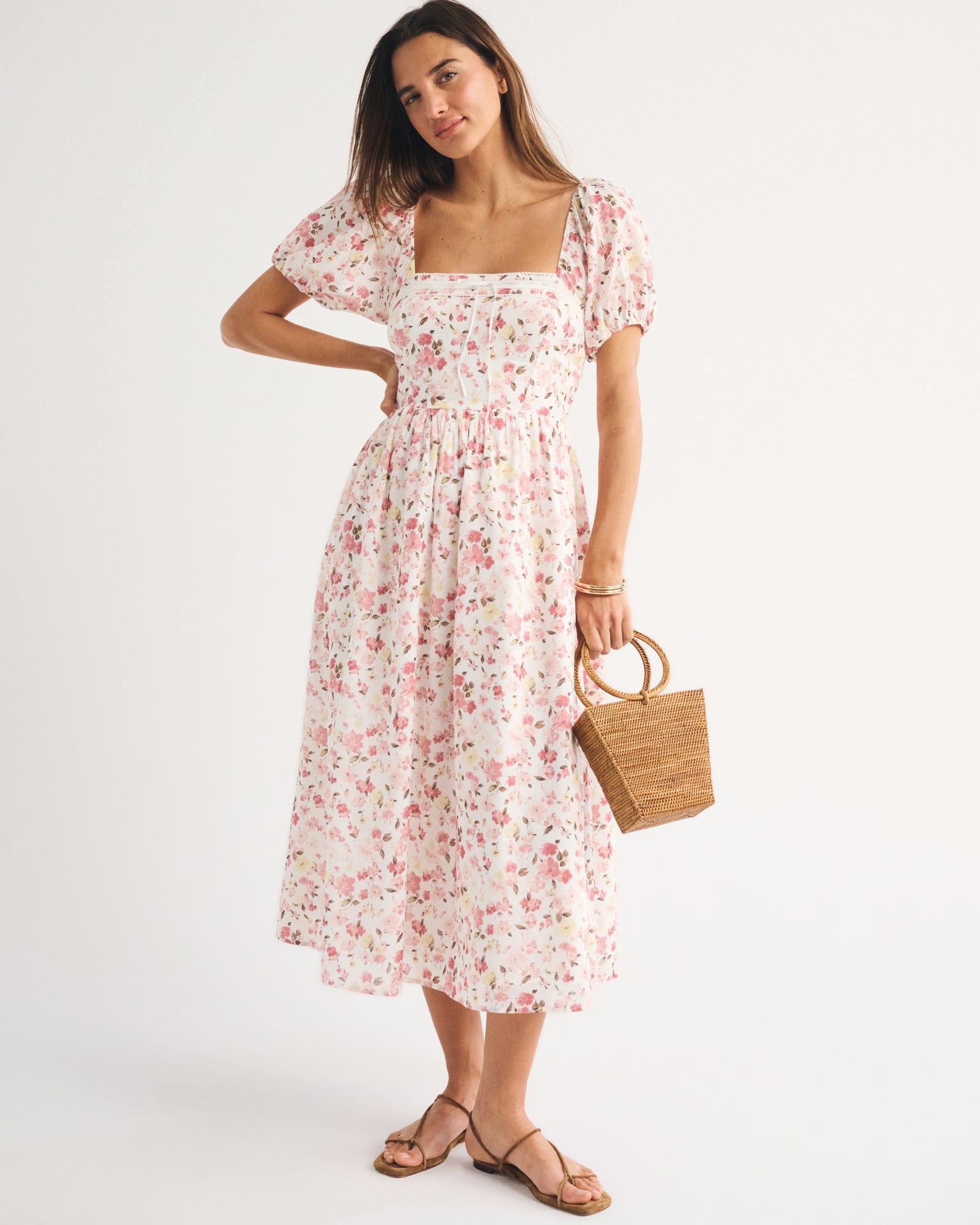 Abercrombie A&F Emerson Puff Sleeve Midi Dress