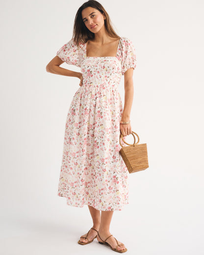 Abercrombie A&F Emerson Puff Sleeve Midi Dress