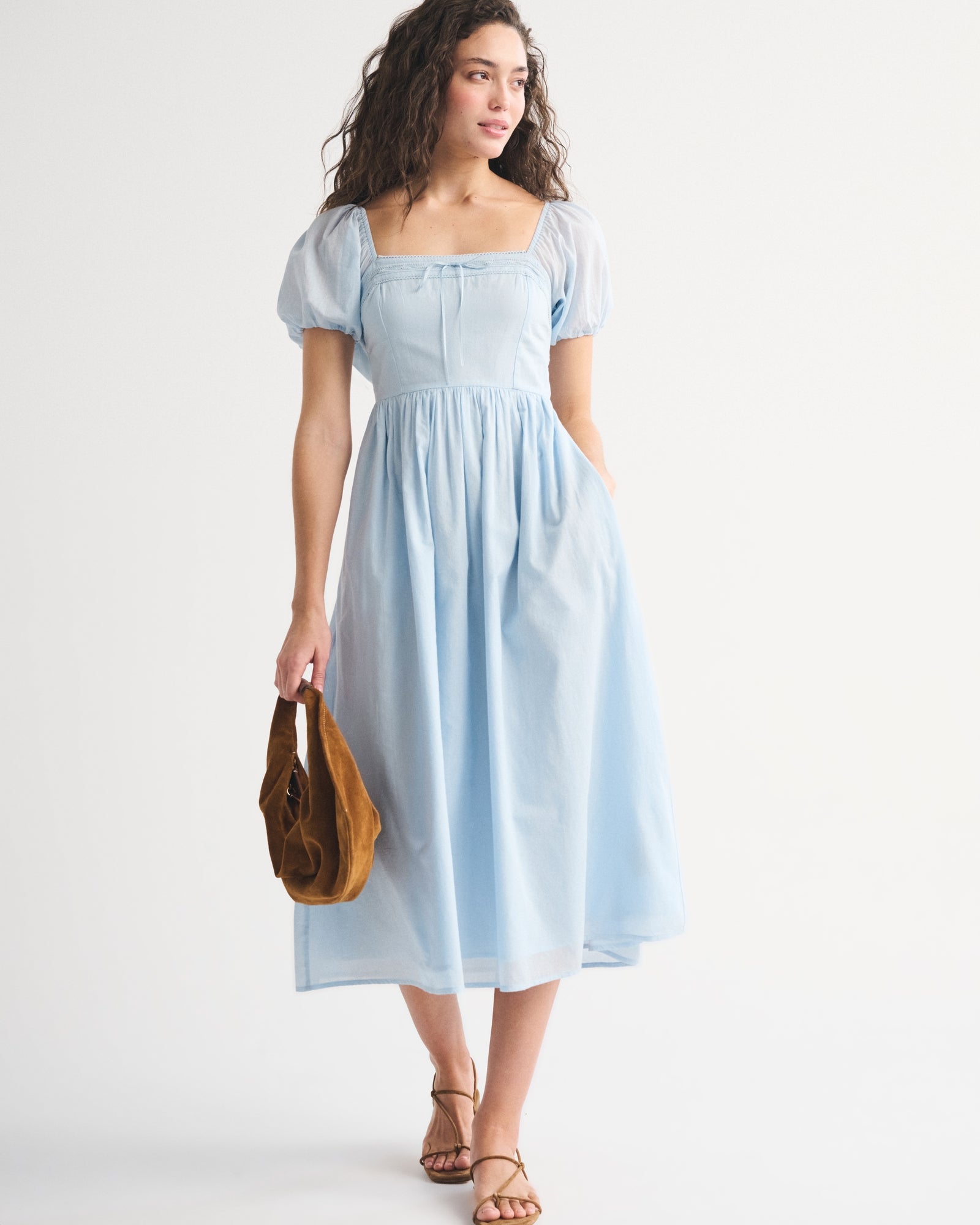 Abercrombie A&F Emerson Puff Sleeve Midi Dress