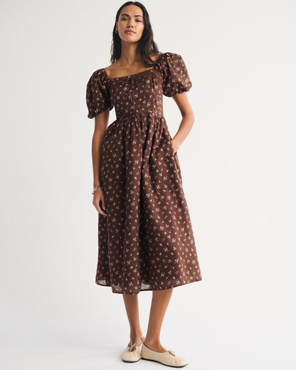 Abercrombie A&F Emerson Puff Sleeve Midi Dress