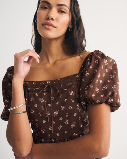 Abercrombie A&F Emerson Puff Sleeve Midi Dress