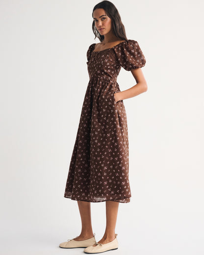 Abercrombie A&F Emerson Puff Sleeve Midi Dress