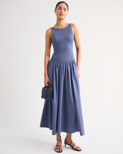 Abercrombie Mixed Fabric High-Neck Maxi Dress