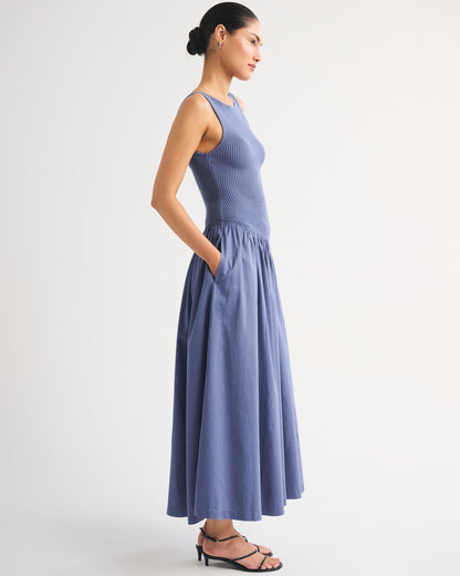 Abercrombie Mixed Fabric High-Neck Maxi Dress