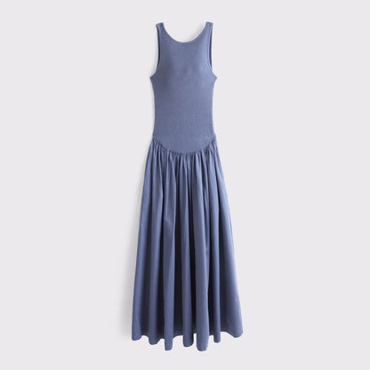 Abercrombie Mixed Fabric High-Neck Maxi Dress