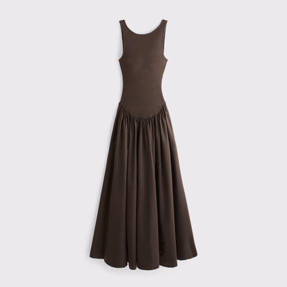 Abercrombie Mixed Fabric High-Neck Maxi Dress