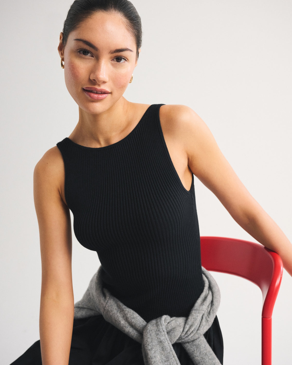 Abercrombie Mixed Fabric High-Neck Maxi Dress