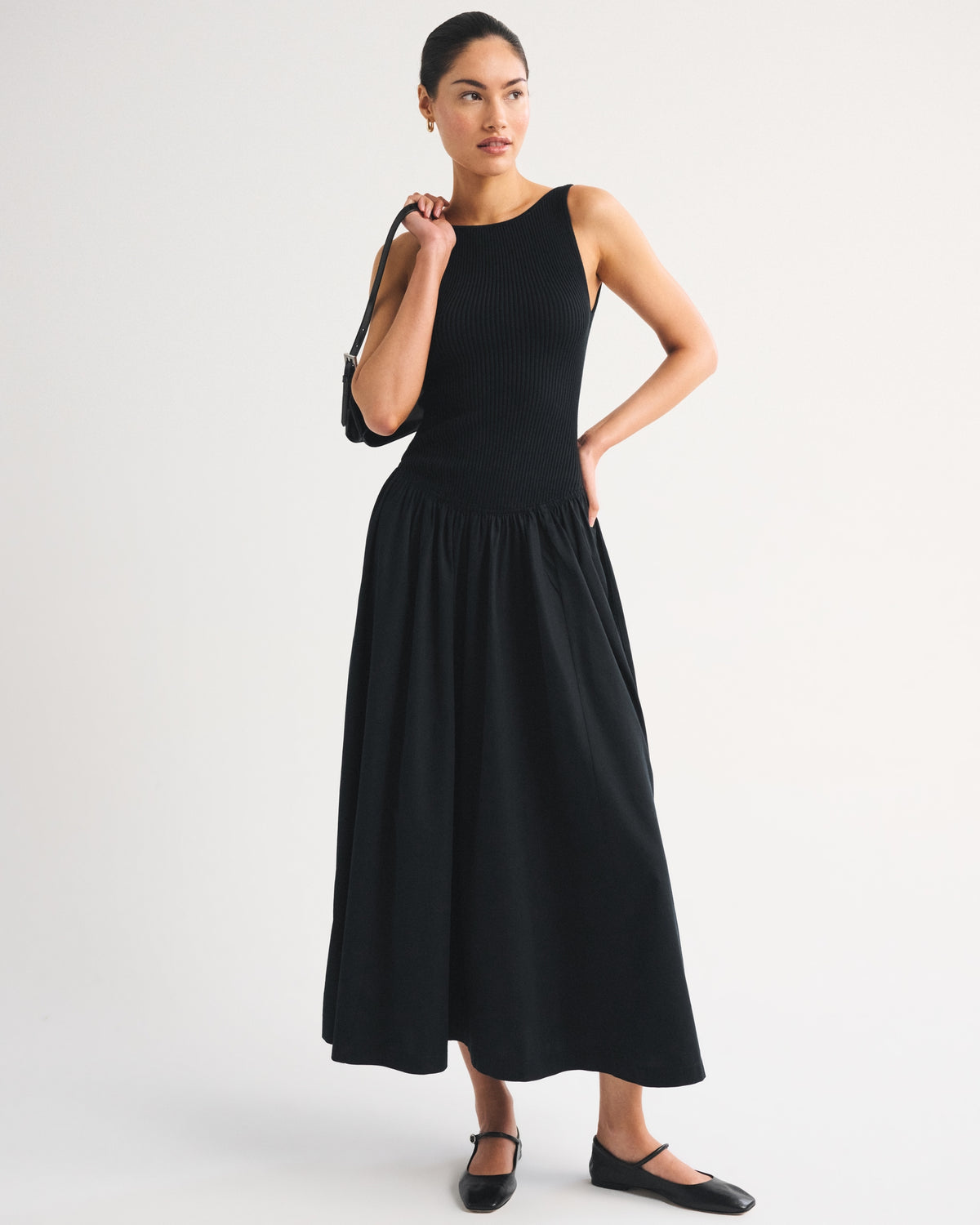 Abercrombie Mixed Fabric High-Neck Maxi Dress