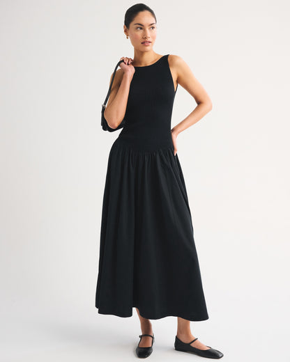 Abercrombie Mixed Fabric High-Neck Maxi Dress
