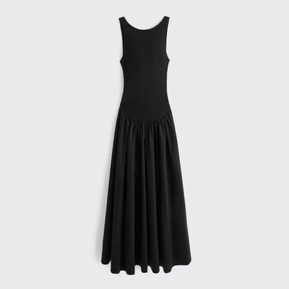 Abercrombie Mixed Fabric High-Neck Maxi Dress