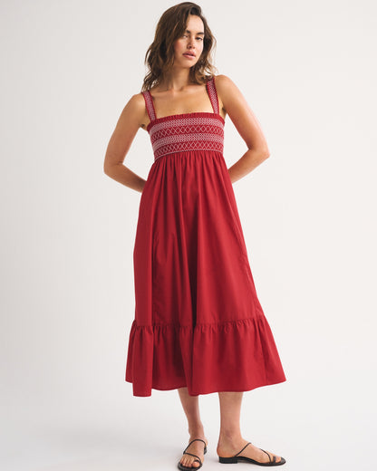 Abercrombie A&F Sydney Smocked Convertible Midi Dress