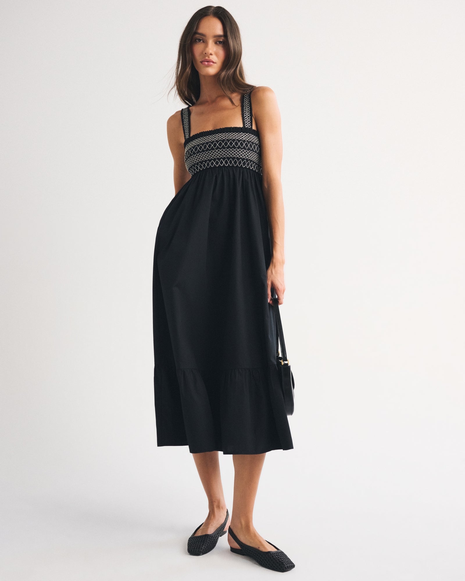Abercrombie A&F Sydney Smocked Convertible Midi Dress