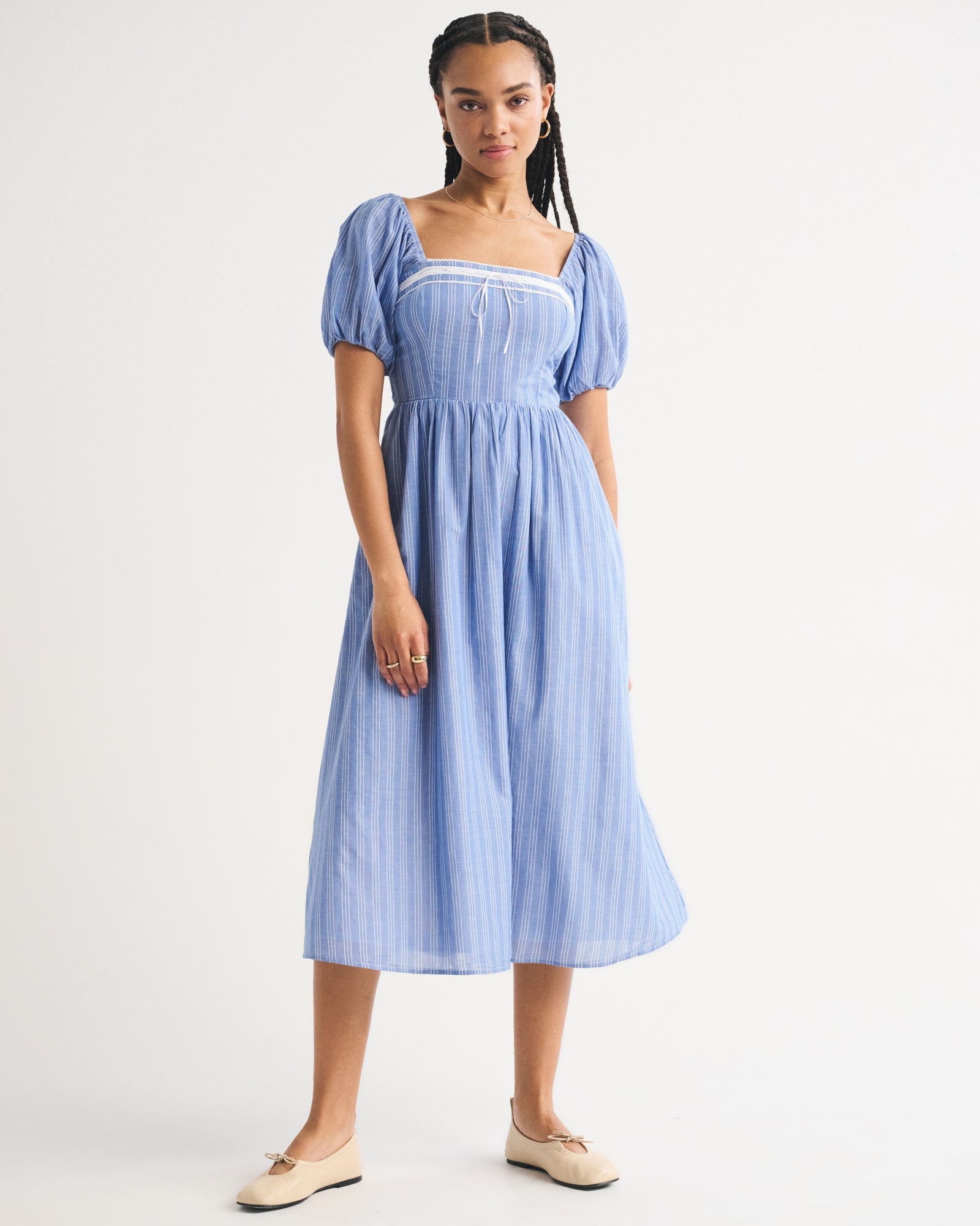 Abercrombie A&F Emerson Puff Sleeve Midi Dress
