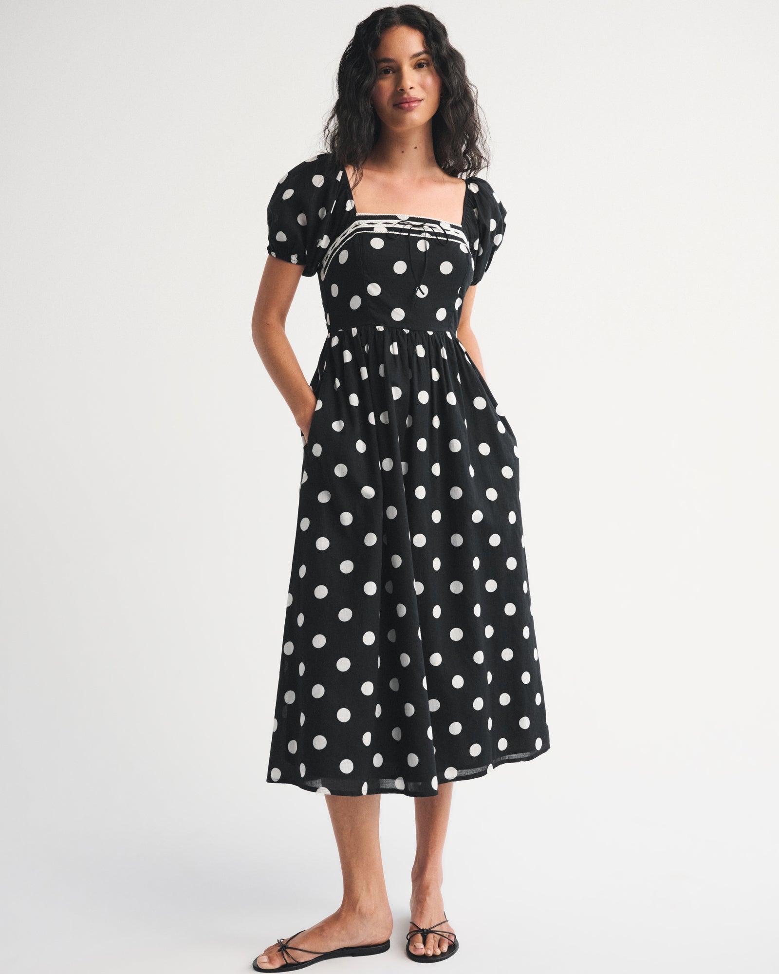 Abercrombie A&F Emerson Puff Sleeve Midi Dress