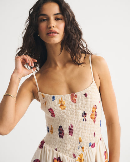 Abercrombie A&F Sydney Smocked Dipped-Waist Midi Dress