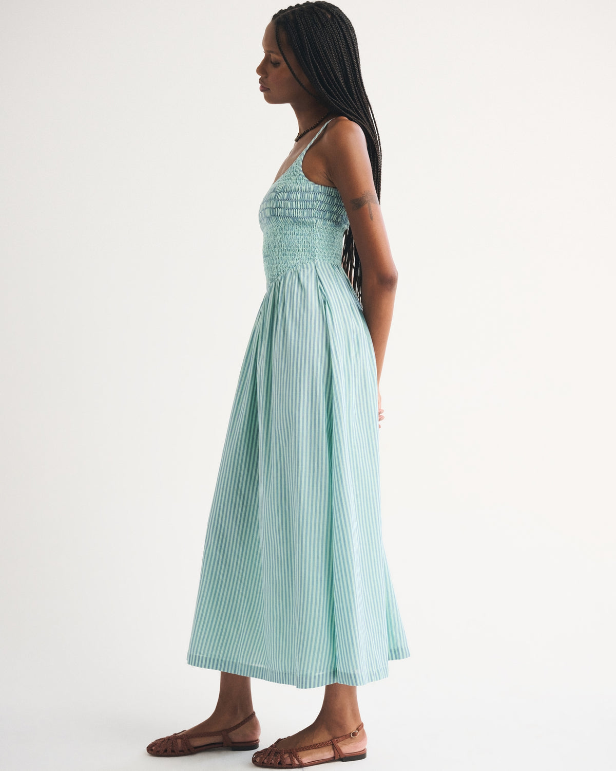 Abercrombie 100% Cotton A&F Sydney Smocked Dipped-Waist Maxi Dress