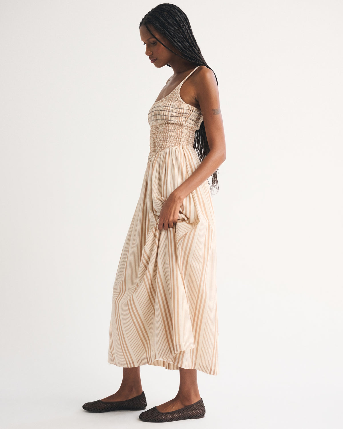 Abercrombie 100% Cotton A&F Sydney Smocked Dipped-Waist Maxi Dress