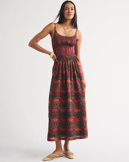 Abercrombie 100% Cotton A&F Sydney Smocked Dipped-Waist Maxi Dress