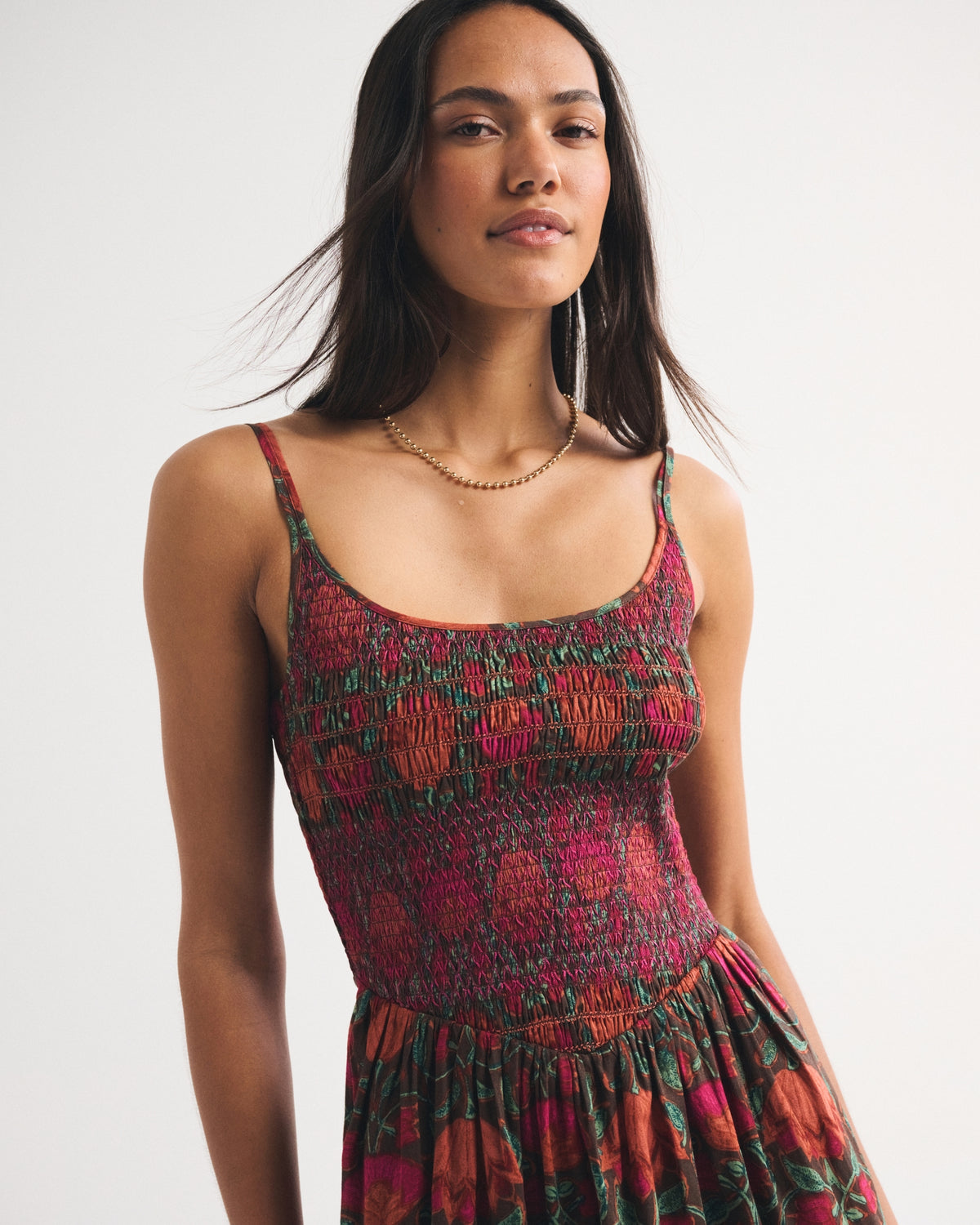 Abercrombie 100% Cotton A&F Sydney Smocked Dipped-Waist Maxi Dress