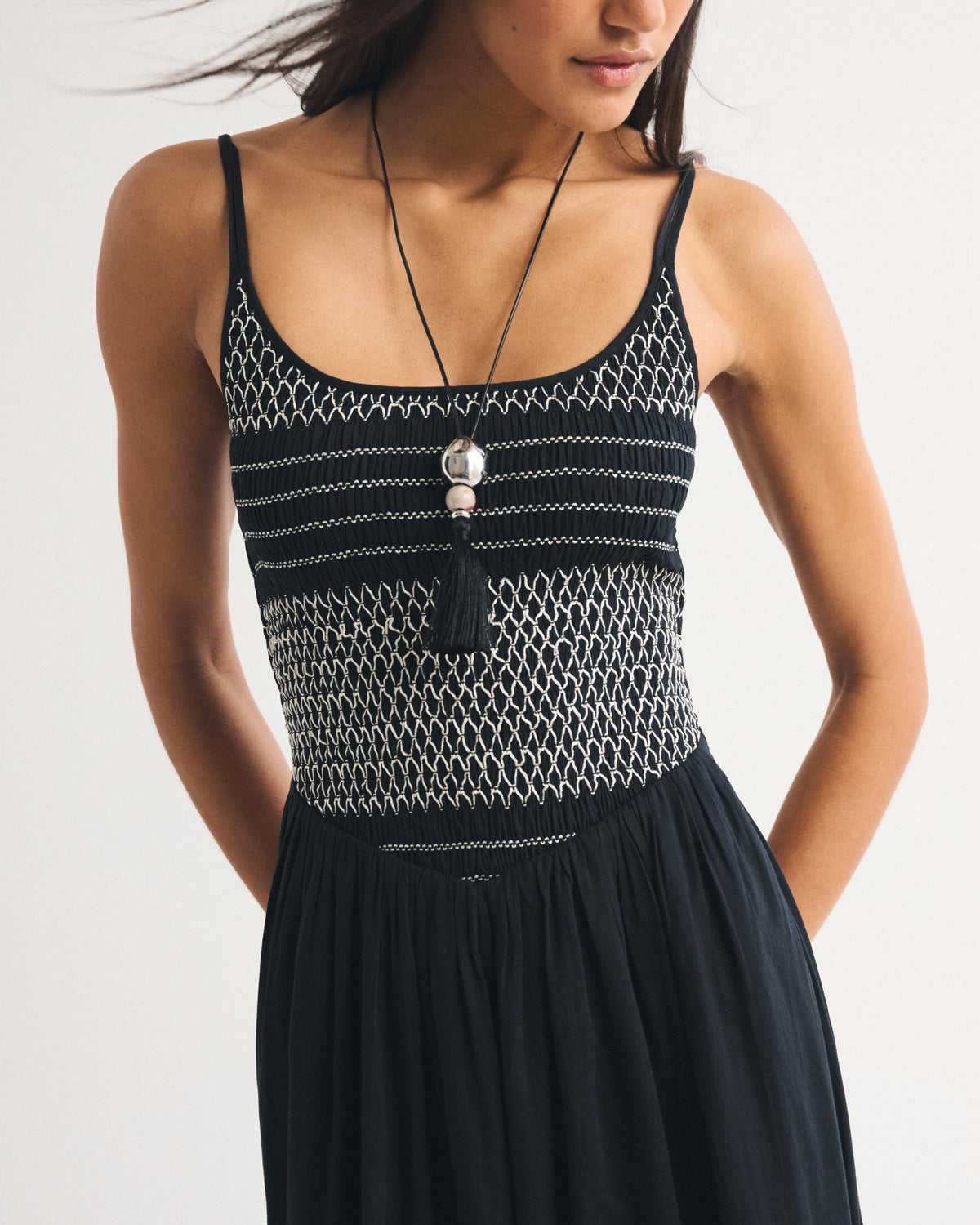 Abercrombie 100% Cotton A&F Sydney Smocked Dipped-Waist Maxi Dress