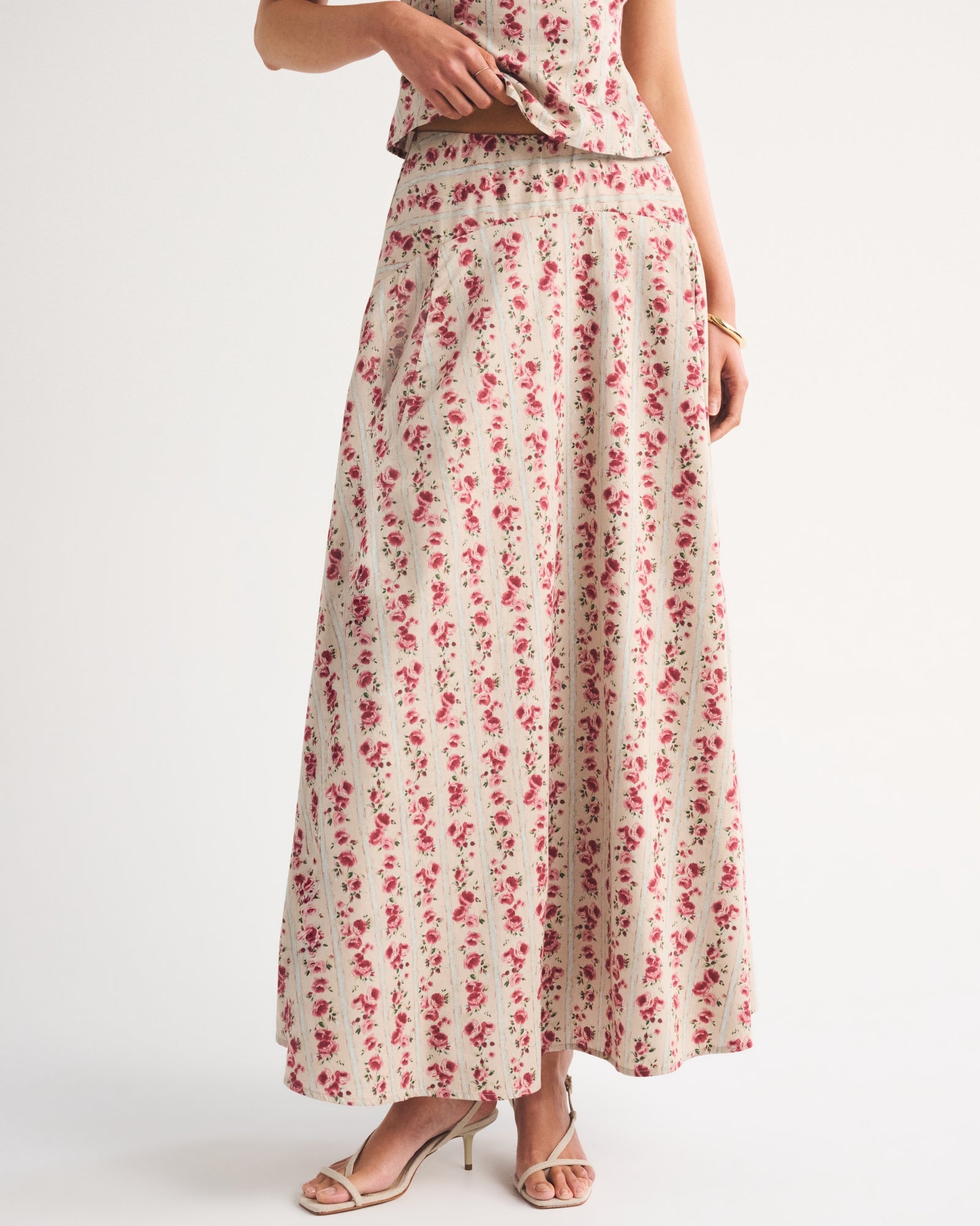Abercrombie High Rise Flowy Maxi Set Skirt