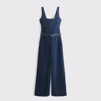 Abercrombie Belted Denim Jumpsuit