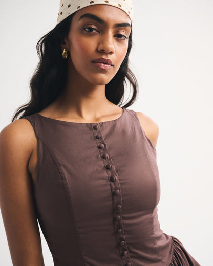 Abercrombie High Neck Button-Embellished Mini Dress