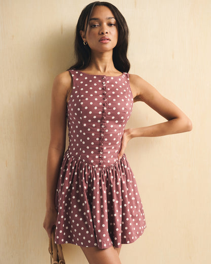 Abercrombie High Neck Button-Embellished Mini Dress