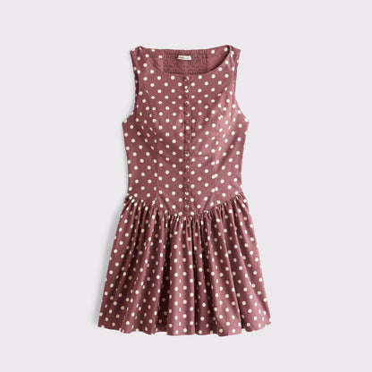Abercrombie High Neck Button-Embellished Mini Dress