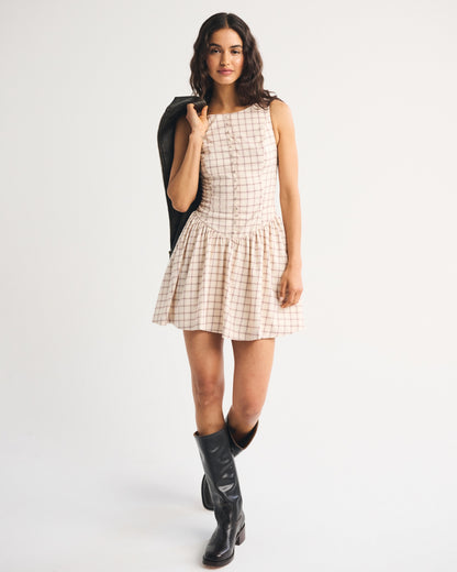 Abercrombie High Neck Button-Embellished Mini Dress