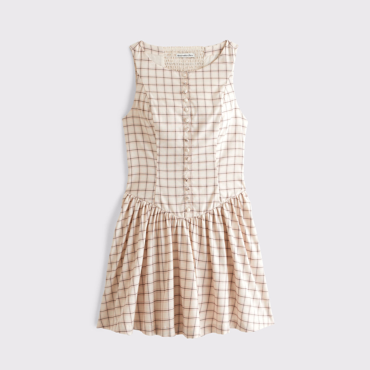 Abercrombie High Neck Button-Embellished Mini Dress