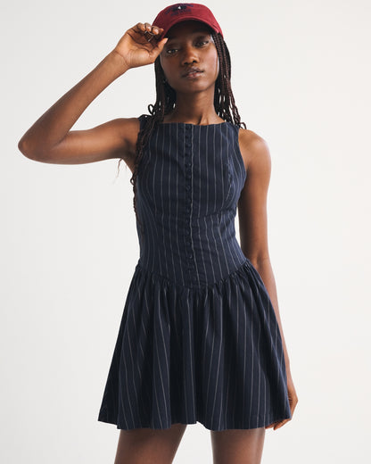 Abercrombie High Neck Button-Embellished Mini Dress